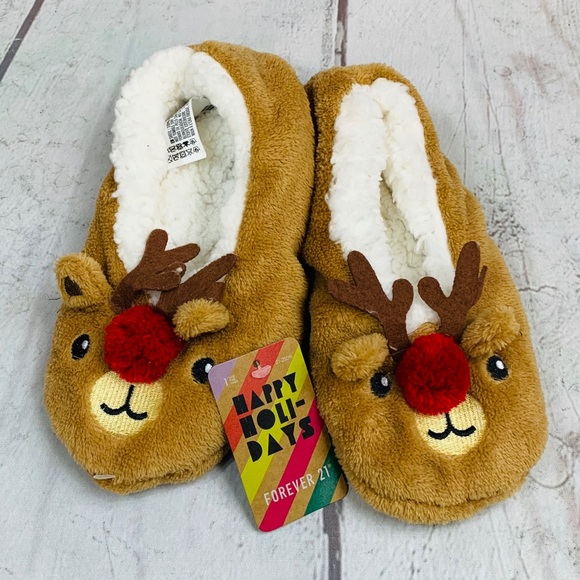 Forever 21 Shoes - REINDEER SLEEPERS Brown/ Red one size